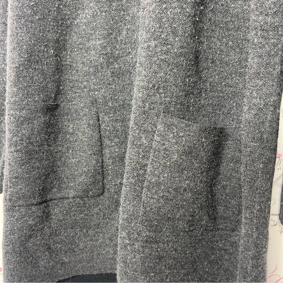 Adrienne vittadini cardigan merano wool grey charcoal black pockets soft open - Picture 4 of 7